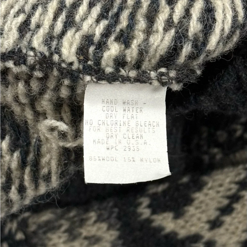 Vintage Alps USA Made wool black cream fair‎ isle crewneck sweater women's small